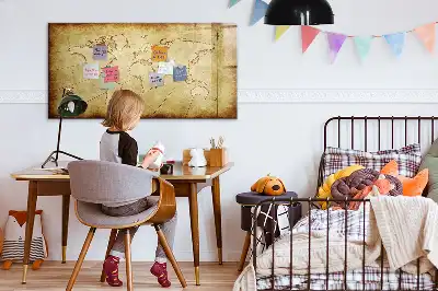 Magnetic marker board old world map design