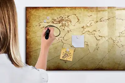 Magnetic marker board old world map design