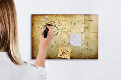 Magnetic marker board old world map design