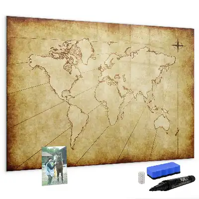 Magnetic marker board old world map design