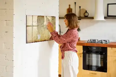 Magnetic marker board old world map design