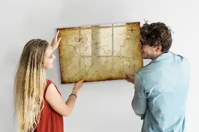 Magnetic marker board old world map design