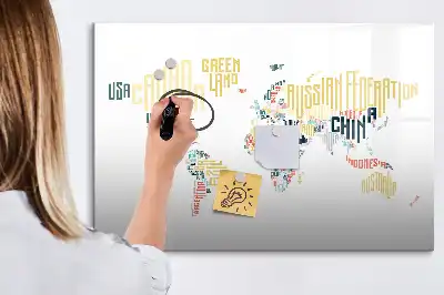 Magnetic glass dry erase board country names