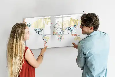 Magnetic glass dry erase board country names