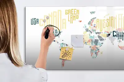 Magnetic glass dry erase board country names