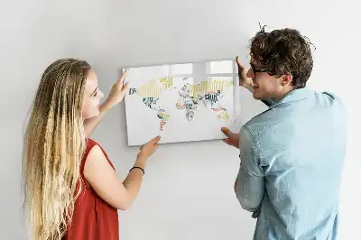 Magnetic glass dry erase board country names