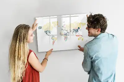 Magnetic glass dry erase board country names