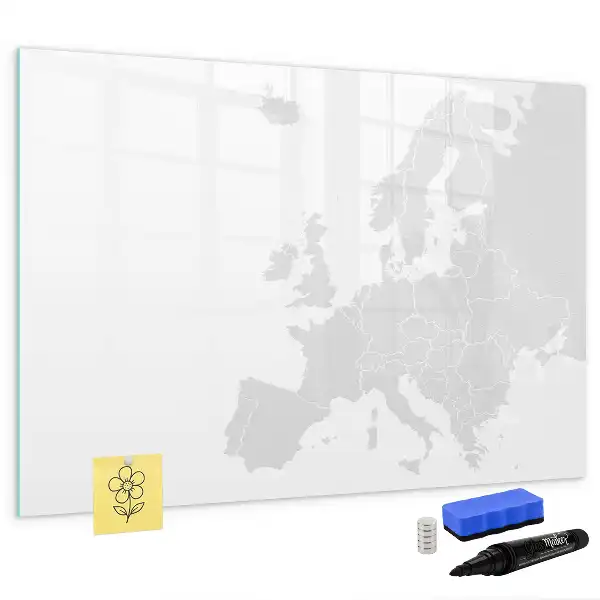 Magnetic marker board with a map of Europe