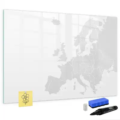 Magnetic marker board with a map of Europe
