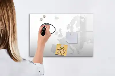 Magnetic marker board with a map of Europe