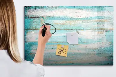 Magnetic glass dry erase board blue