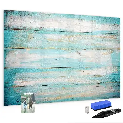 Magnetic glass dry erase board blue