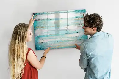 Magnetic glass dry erase board blue