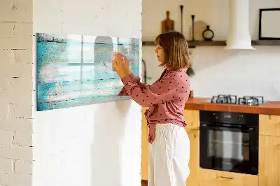 Magnetic glass dry erase board blue