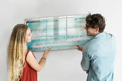 Magnetic glass dry erase board blue
