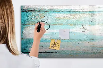 Magnetic glass dry erase board blue