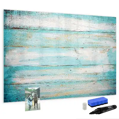 Magnetic glass dry erase board blue
