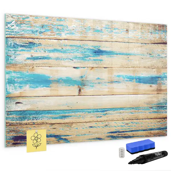 Magnetic marker board with a scratched wood effect