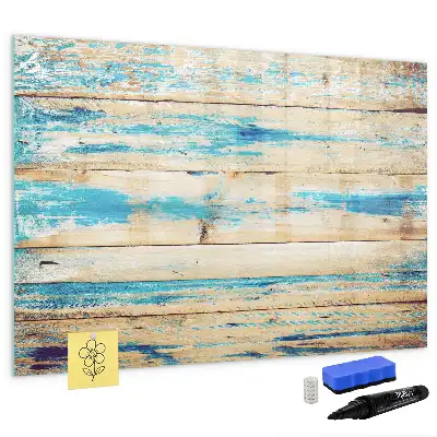 Magnetic marker board with a scratched wood effect