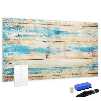 Magnetic marker board with a scratched wood effect