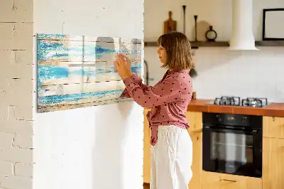 Magnetic marker board with a scratched wood effect