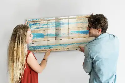 Magnetic marker board with a scratched wood effect