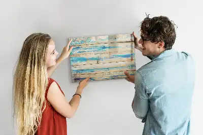 Magnetic marker board with a scratched wood effect