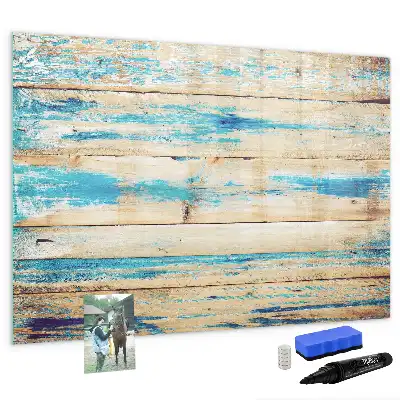 Magnetic marker board with a scratched wood effect