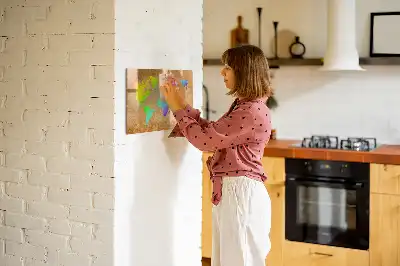 Magnetic glass dry erase board with rainbow world map design