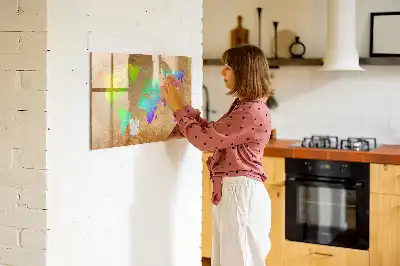 Magnetic glass dry erase board with rainbow world map design