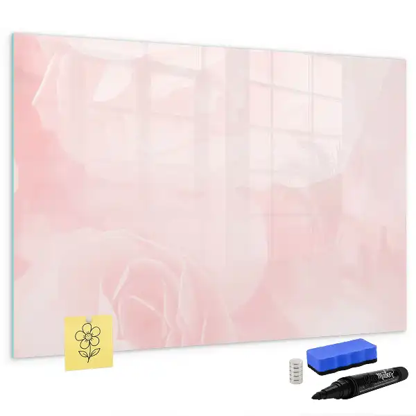 Magnetic glass dry erase board blooming roses design