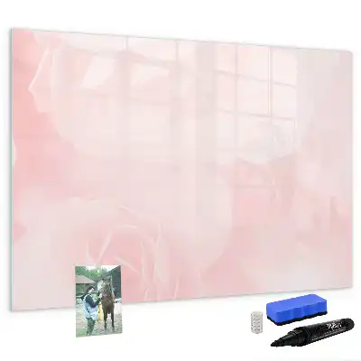 Magnetic glass dry erase board blooming roses design