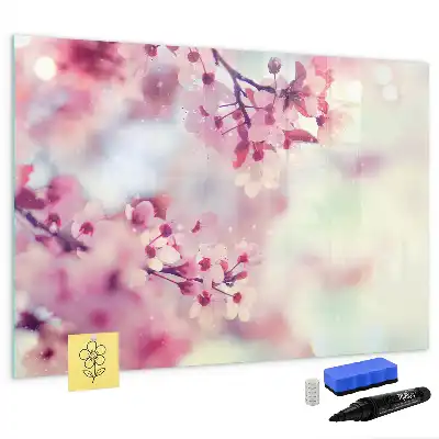 Magnetic marker board with a spring flowers print