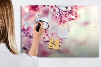 Magnetic marker board with a spring flowers print