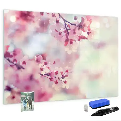Magnetic marker board with a spring flowers print
