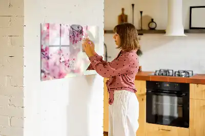 Magnetic marker board with a spring flowers print