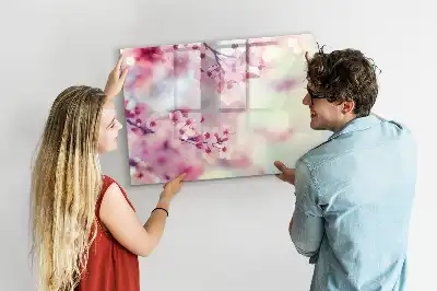 Magnetic marker board with a spring flowers print