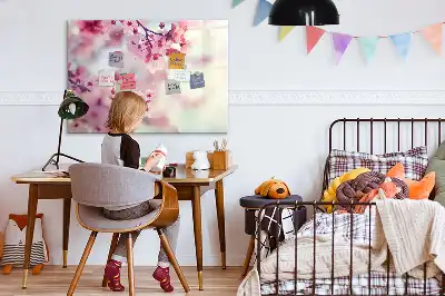 Magnetic marker board with a spring flowers print