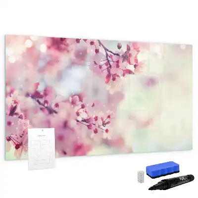 Magnetic marker board with a spring flowers print