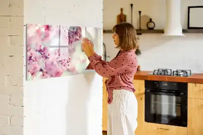Magnetic marker board with a spring flowers print