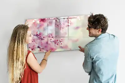 Magnetic marker board with a spring flowers print