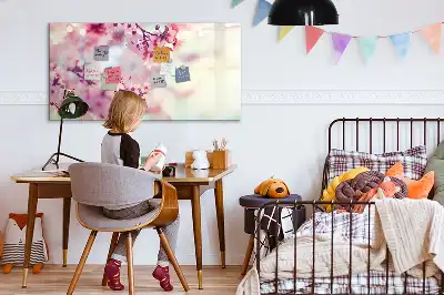 Magnetic marker board with a spring flowers print