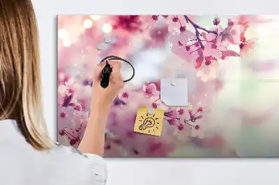 Magnetic marker board with a spring flowers print