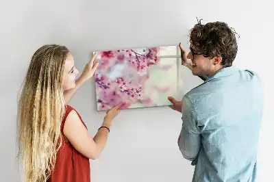 Magnetic marker board with a spring flowers print
