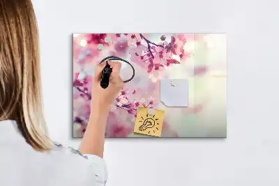 Magnetic marker board with a spring flowers print