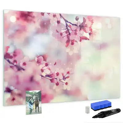 Magnetic marker board with a spring flowers print