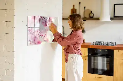 Magnetic marker board with a spring flowers print