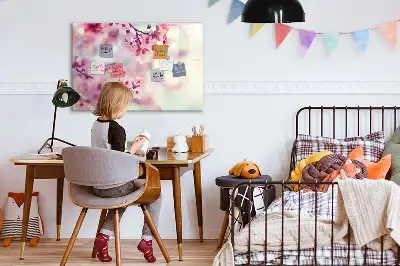 Magnetic marker board with a spring flowers print