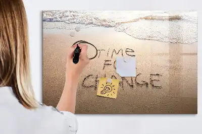Magnetic marker board with beach quote design