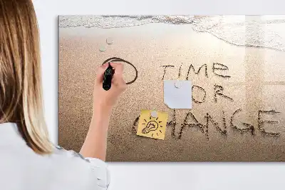 Magnetic marker board with beach quote design